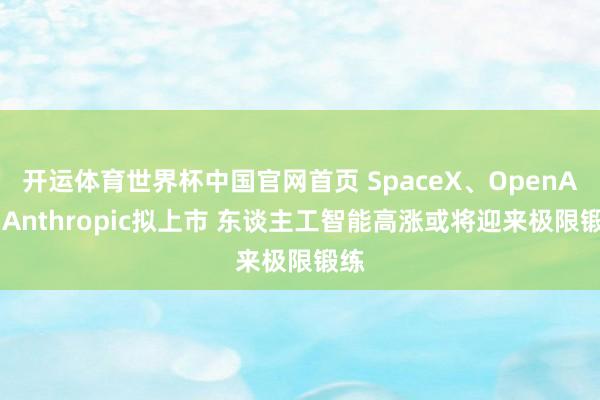 开运体育世界杯中国官网首页 SpaceX、OpenAI与Anthropic拟上市 东谈主工智能高涨或将迎来极限锻练