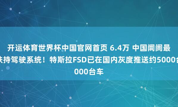 开运体育世界杯中国官网首页 6.4万 中国阛阓最贵扶持驾驶系统!特斯拉FSD已在国内灰度推送约5000台车
