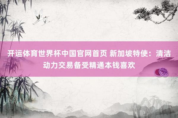 开运体育世界杯中国官网首页 新加坡特使:清洁动力交易备受精通本钱喜欢