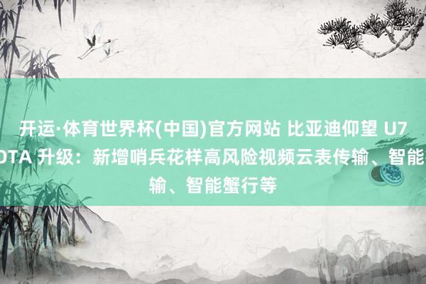开运·体育世界杯(中国)官方网站 比亚迪仰望 U7 获推 OTA 升级:新增哨兵花样高风险视频云表传输、智能蟹行等