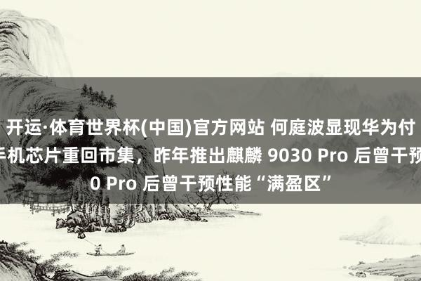 开运·体育世界杯(中国)官方网站 何庭波显现华为付出精深发奋使手机芯片重回市集,昨年推出麒麟 9030 Pro 后曾干预性能“满盈区”