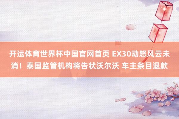 开运体育世界杯中国官网首页 EX30动怒风云未消!泰国监管机构将告状沃尔沃 车主条目退款