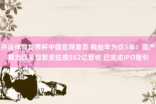 开运体育世界杯中国官网首页 脱胎华为仅5年!国产算力巨头超聚变狂揽582亿营收 已完成IPO指引