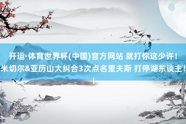 开运·体育世界杯(中国)官方网站 就打你这少许！米切尔&亚历山大纠合3次点名里夫斯 打停湖东谈主！