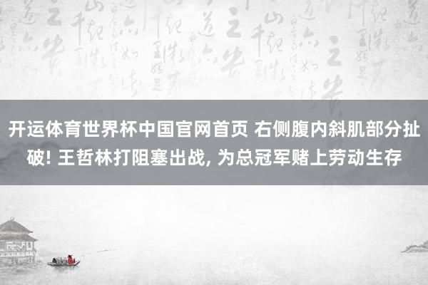 开运体育世界杯中国官网首页 右侧腹内斜肌部分扯破! 王哲林打阻塞出战, 为总冠军赌上劳动生存