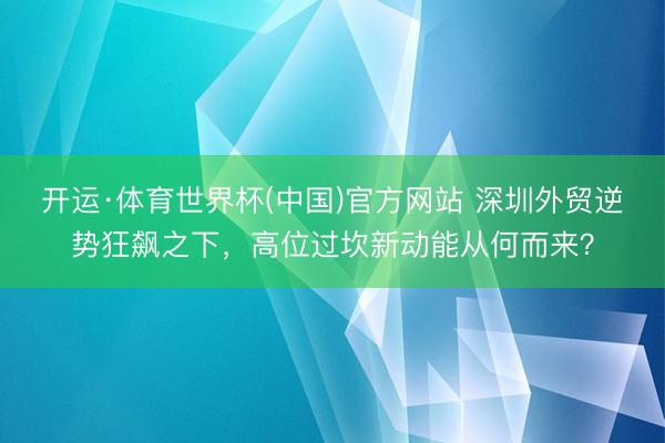 开运·体育世界杯(中国)官方网站 深圳外贸逆势狂飙之下,高位过坎新动能从何而来?